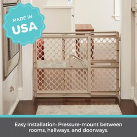Toddleroo by North States - Supergate Secure Baby Gate: Plastic Pressure Mount Baby Gate for Doors & Hallways, Adjustable Indoor Safety Gate, Made in USA, 26 to 42 inches Wide, 26 inches Tall, Sand