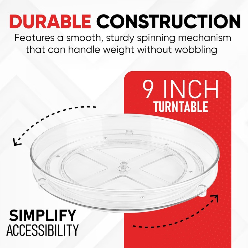Clear Lazy Susan Organizer - 4PK - 9 Inch -