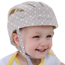 Huifen Adjustable Baby Helmet, Breathable Baby Head Protector Cute Baby Helmet for Craling Walking Safety Helmets Toddler Essentials Children Infant Helmet Running Playing (Star Gray)