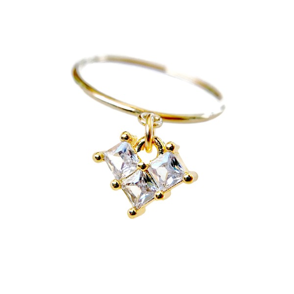 Clear Cubic Zirconia Charm Ring in 14K Gold Filled, Dangle