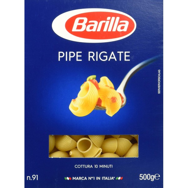 Barilla Hartweizen Pasta Pipe Rigate no. 91, 500 g