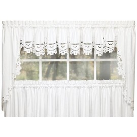 Today's Curtain Imperial Classic Drawn Cutwork Window Swag, 38-Inch, White