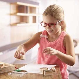 Melissa & Doug Stamp-a-Scene Wooden Stamp Set: Farm - 20 Stamps, 5 Colored Pencils, and 2-Color Stamp Pad