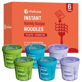 Hethstia Konjac Noodles Soup Cup Variety Flavor (Pho, Miso, Laksa), 6 Packs, Vegan, Gluten-Free, Sugar-Free, Keto, Low-Calorie, Low Carb Instant Shirataki Noodle, Healthy Pre-cooked Asian Meal