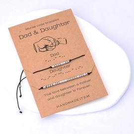 Men Fathers Gifts for Father Daddy Dad Birthday Gift from Daughter Morse Code Bracelets Dad Daughter Matching Bracelet Gifts for New Dad Stepdad Christmas Retirement Gift for Father Daughter