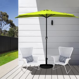 WestinTrends Lanai 9 Ft Outdoor Patio Half Umbrella, Small Grill Deck Porch Balcony Shade Umbrella with Crank, Lime Green