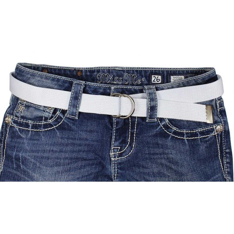 Gelante Canvas Web D Ring Belt Silver Buckle Military Style