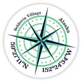 Seldovia Village Alaska 2-Inch Vinyl Decal Sticker Latitude Longitude Compass Design