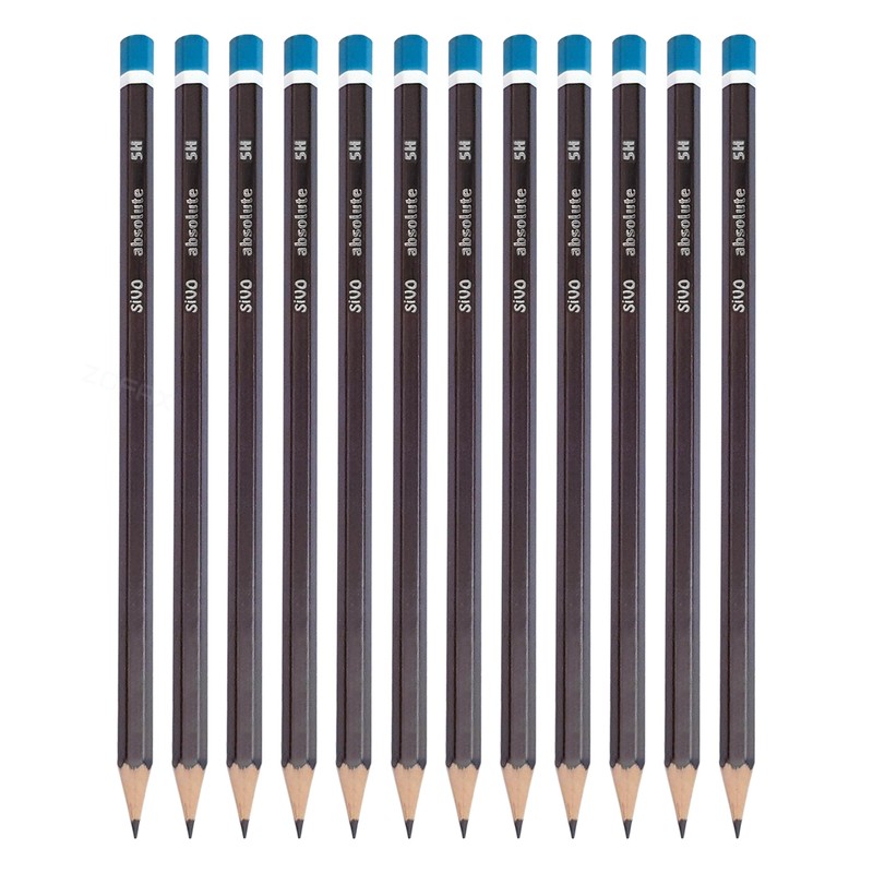 SIVO Absolute Graphite Drawing Pencils, 5H Graded, Pack of 12,