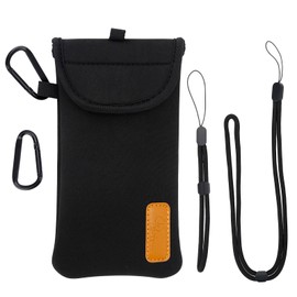 DOB SECHS Phone Sock, Neoprene Phone Pouch with x2 Carabiner, Lanyard, and Wrist Strap,for Hiking & Travelling, Fits Phones up to 6.5 Inches
