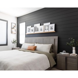 Luxdecor Real Wood Wall Planks - White Shiplap Boards 5" Peel and Stick - 10 Pieces, 12.5 Sq Ft