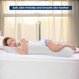 Body Pillowcase 20x54 Inch 100% Egyptian Cotton 500 Thread Count Zipper Closure Long Body Pillow Cover 1-Pieces Body Pillowcase 20x54 inch, Silver Grey