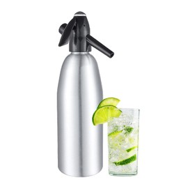 AstraLoom 1L Portable Nostalgic Seltzer Water Maker Kit, Aluminum Sparkling Water Maker for Carbonated Drinks/Juices/Cocktails, Make Fresh and Cool Drinks at Home/Bar (Silver)