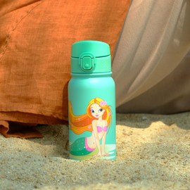 OLDLEY 12oz Water Bottle, Stainless Steel Insulated Water Bottle For Kids, With Straws Leak-proof, Kids Water Bottles For School Boys Girls, Sweat Mermaids