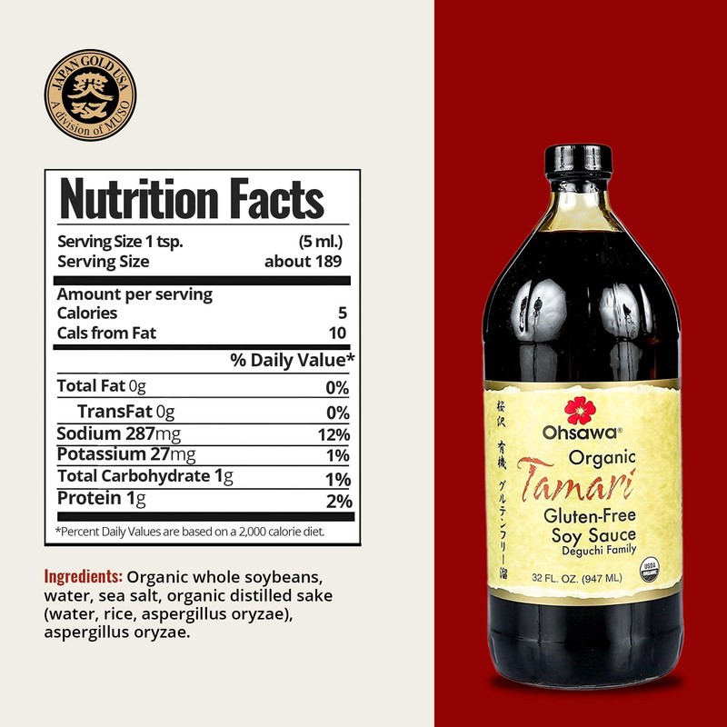 Ohsawa - Wheat-Free Tamari Soy Sauce - Traditionally Brewed, Gluten-Free,