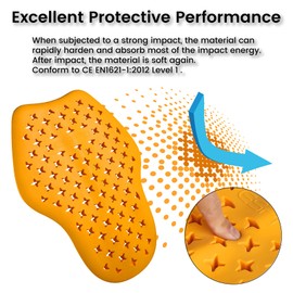 victridge Motorcycle Back Protector Low Temperature Resistance -22℉(-30℃) CE Armor Insert Pads (BACK Yellow)