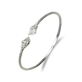 Solid .925 Sterling Silver Bangle Cuff Bracelet Large For Women Gold Plated Jewelry Stretch Bracelets Friendship Gift Birthday Gifts West Indian Bangle Sea Shell Ends - 1 piece (Silver, 8)