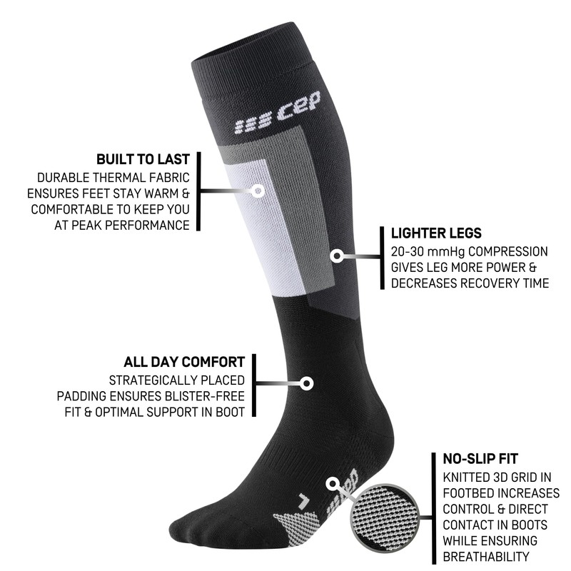 CEP - Long Ski Socks with Compression for Women, Improved