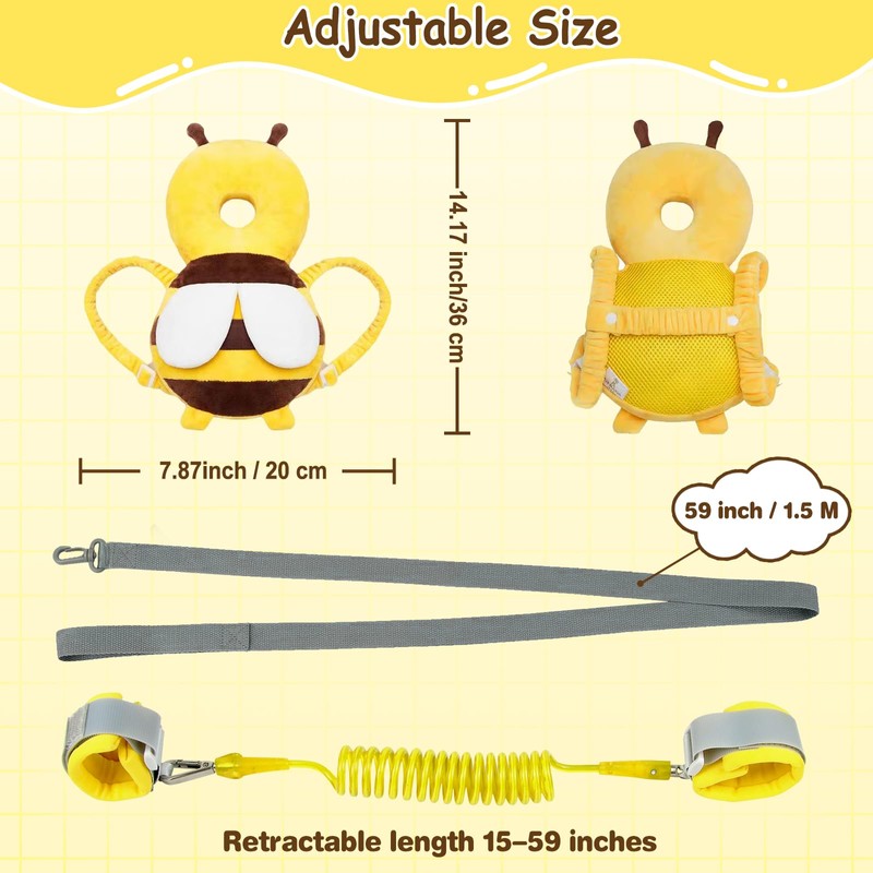 Baby Head Protector Backpack with Toddler Leash, Anti Lost Wrist