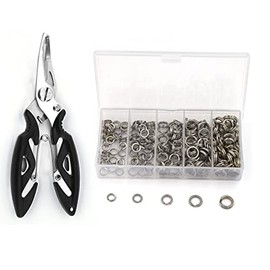 Pack of 201pcs Fishing Stainless Steel Split Rings 5 Sizes and Plier Set, Split Ring Capable of withstanding Large tensile Force and Fishing Plier Tool Kit for Saltwater Fishing Lure Connectors