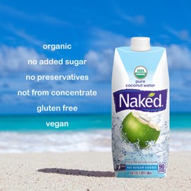 NAKED JUICE 100% Organic Pure Coconut Water, USDA Organic Certified, NON GMO Project Verified, 16.9 Ounce(Pack of 12)