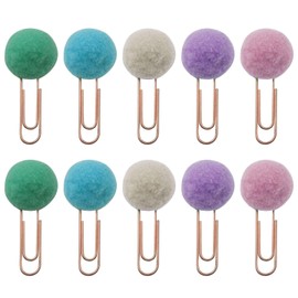 XGNG 50pcs Colorful Fur Ball Paperclips Handbook Accessories Creative Bookmarks Message Clips Stationery Decoration Metal Paperclips File Markers