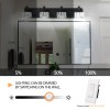 Modern 4-Light Matte Black LED Vanity Light Fixture with Crystal