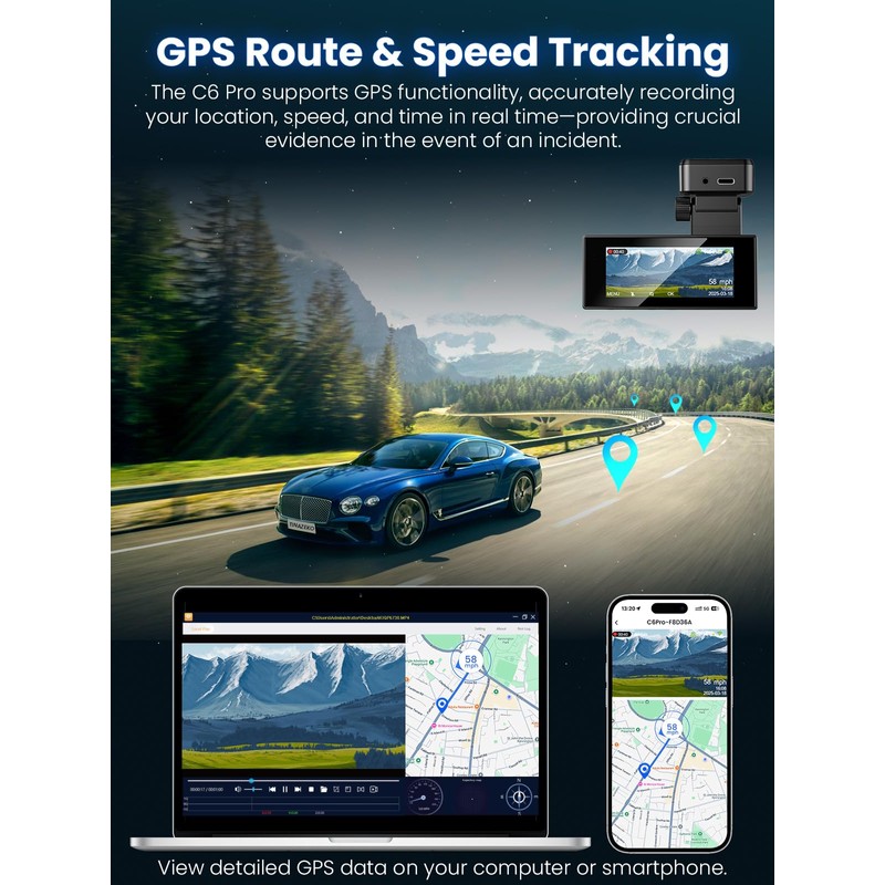 TINAZEOK Dash Cam Front and Rear 4K+2.5K, 5GHz WiFi GPS,