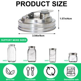 2 Pack Wide Mouth Mason Jar Stainless Steel Pour Spout Lid, Reusable Mason Jar Lids, for 86MM Ball Wide Mouth Mason Jars, Leak Proof Seal, for Drinking Salad Dressing & Food Storing