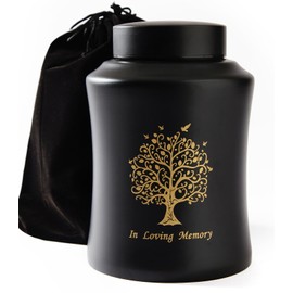 Urns for Ashes Adult Male Female Funeral Burial Keepsake Large Cremation Urns Human Remains Ashes Black Stainless Steel Up to 160lbs