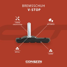 CONTEC Brake Shoe V-Stop, V-Brakes Medium Compound, Medium Hard Rubber Compound, Minimal Wear, DIN Approved, Asymmetrical