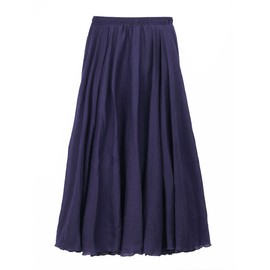 Women's Cotton Long Skirt, Double Stitched, Elasticated Waistband, Plain Colours
