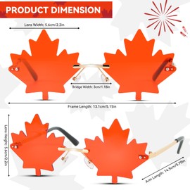 2 Pack Canada Day Maple Leaf Sunglasses, Red Transparent Rimless Glasses for Canada Day Decorations Kids Women Men