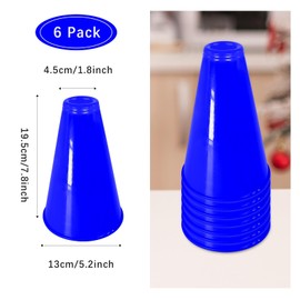 6 Pcs Cheer Megaphone for Party Blue Plastic Megaphone DIY Accessory for School Outdoor Activities Party Favors Sports Match Game (6 Pcs, Blue)