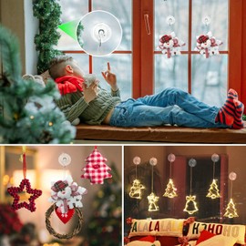 Hangerspace Suction Cup Hooks, 1.77 Inches Clear PVC Suction Cups with Metal Hooks Removable Small Suction Cups for Shower Bathroom Kitchen Wall Window Glass Door 12 Pack