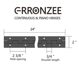 Black Piano Hinge 24 Inch x 2 Inch Heavy Duty Stainless Steel Piano Hinge Continuous Hinge for Cabinet, Door, DIY Wood Boxes, 0.047" Leaf Thickness