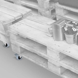 Emuca - Pack of 4 grey swivel castors for furniture (2 with brake and 2 without brake) 50mm(1,96 inch) diameter with M8x15 bolt and ball bearings