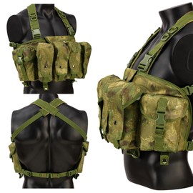 HRTACPAG Tactical Chest Rig for Airsoft - AK Chest Rig -Adjustable Tactical Outdoor Hunting Chest Rig with Mag Pouches Jungle Camo