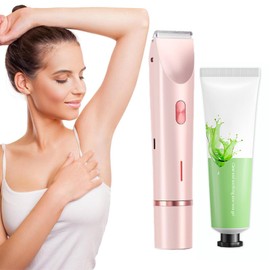Intimrasierer für Frauen, 2025 Neu 2 in 1 Dual Head Shaver Rasierer, Damenrasierer Elektrisch mit USB Ladestati für Körper, Scham und Nase (Rosa)