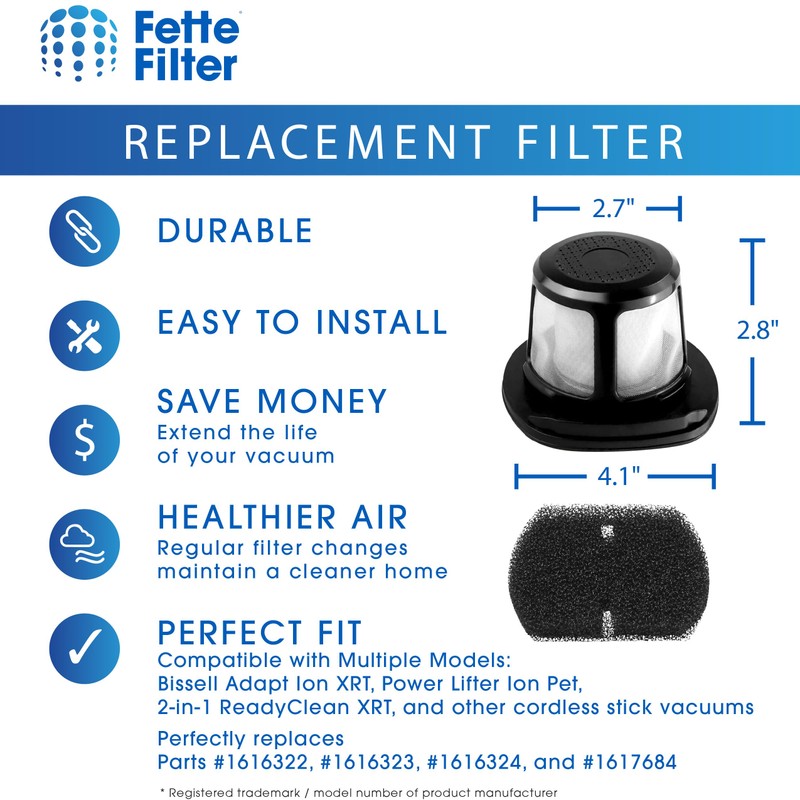 Fette Filter - 2 HEPA + 4 Foam Filter Compatible