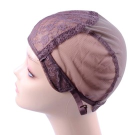 YANTAISIYU Double Lace Wig Caps for Making Wigs with Adjustable Strap on the Back Weaving Hairnets Swiss Lace Wig Cap (Brown XL 58cm)