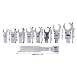 ViaGasaFamido Ratchet Wrench Set, 180° Rotating Open End Interchangeable, Chrome Vanadium Steel, 8 Wrench Heads, 9-19mm