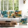 LANBEIDE Teal Gold Ginkgo Cushion Cover, Set of 4 Ginkgo