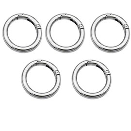 50mm Inner Diameter Spring O-Ring Round Lock Buckle 2 Inch Round Spring Buckle Hook Clip Spring Keychain DIY Accessories, Pack of 5, Silver