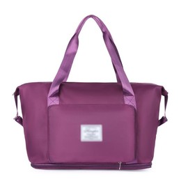 Unisex Large Capacity Foldable Travel Bag Carry-on Tote Duffel Bag Gym Workout Shoulder Bag Duffel Bag - Color: Darkpurple