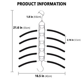 BLAUMORNIN 5 in 1 Multi Layer Clothes Hanger,Anti Slip EVA Space Saving Metal Hangers Wardrobe Storage Clothing Rack for Shirt,Sweater, Coat,Suit,Double Hooks,2 Pack Black