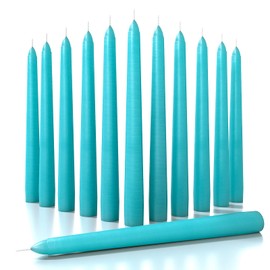 CANDWAX 8 inch Taper Candles - Set of 12 - Dripless - Long Burning - Perfect for Dinner, Party or Wedding - Turquoise