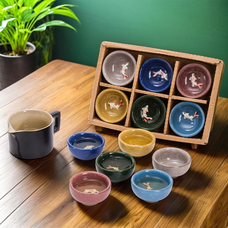 Foraineam 12 Pieces Ceramic Sake Tea Cups, Korean Soju Shot