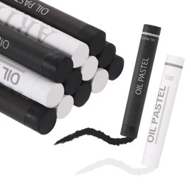 sourcing map Soft Oil Pastels, Oil Pastel Crayons Vibrant Color Blendable Art Supplies for Painting Drawing Blending Painting Artists Beginners Professional(White Black, Pack of 12)