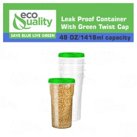 48 oz Clear Twist Top Storage Deli Containers with Leak Proof Lids Green - BPA Free Snack Containers Airtight Reusable Plastic Food Storage Canisters with Twist Seal Caps, Food Storage, Meal Prep, Freezer, Kitchen Organizer, Stackable, Reusable (20)